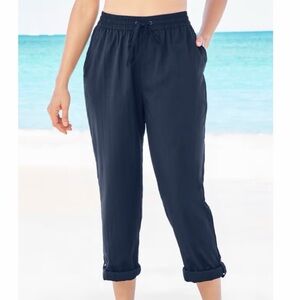 New Taslon Roll Up Swim Coverup Pants Plus Size 2X 22/24 Swimsuits For All navy